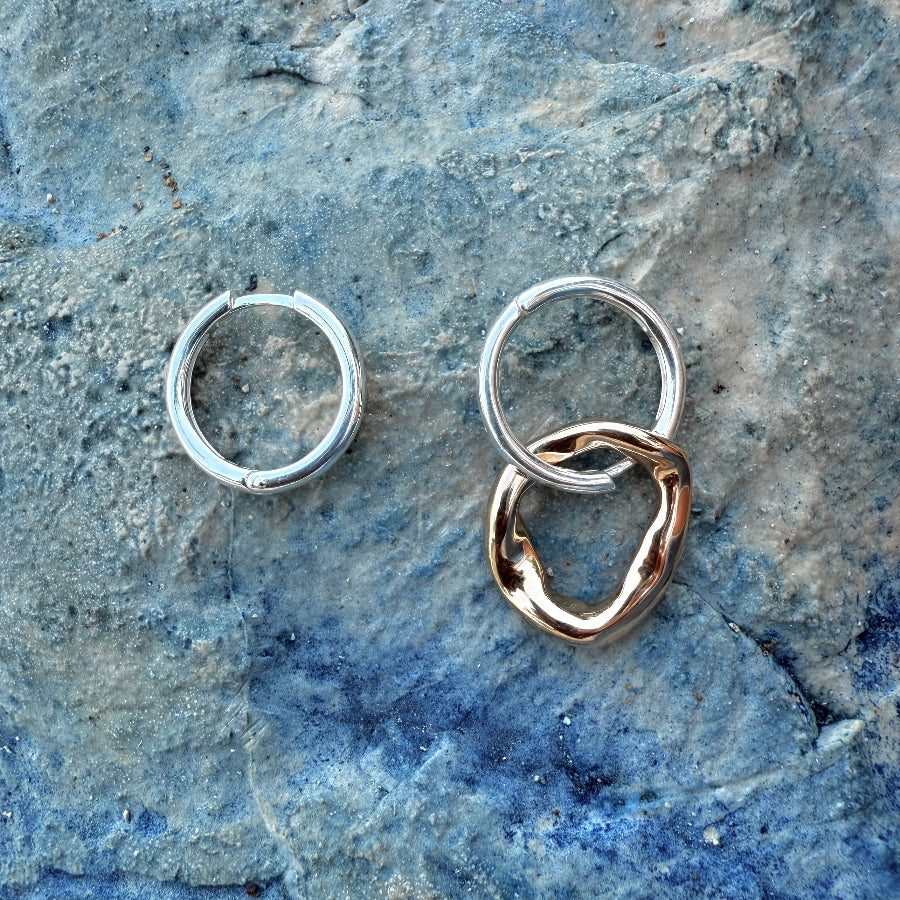 Boucles d'oreilles bicolor en argent et en plaqué or 