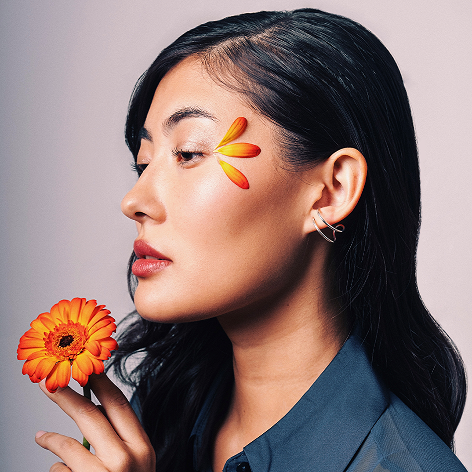 Boucles d'oreilles doubles qui enveloppent l'oreille en argent 