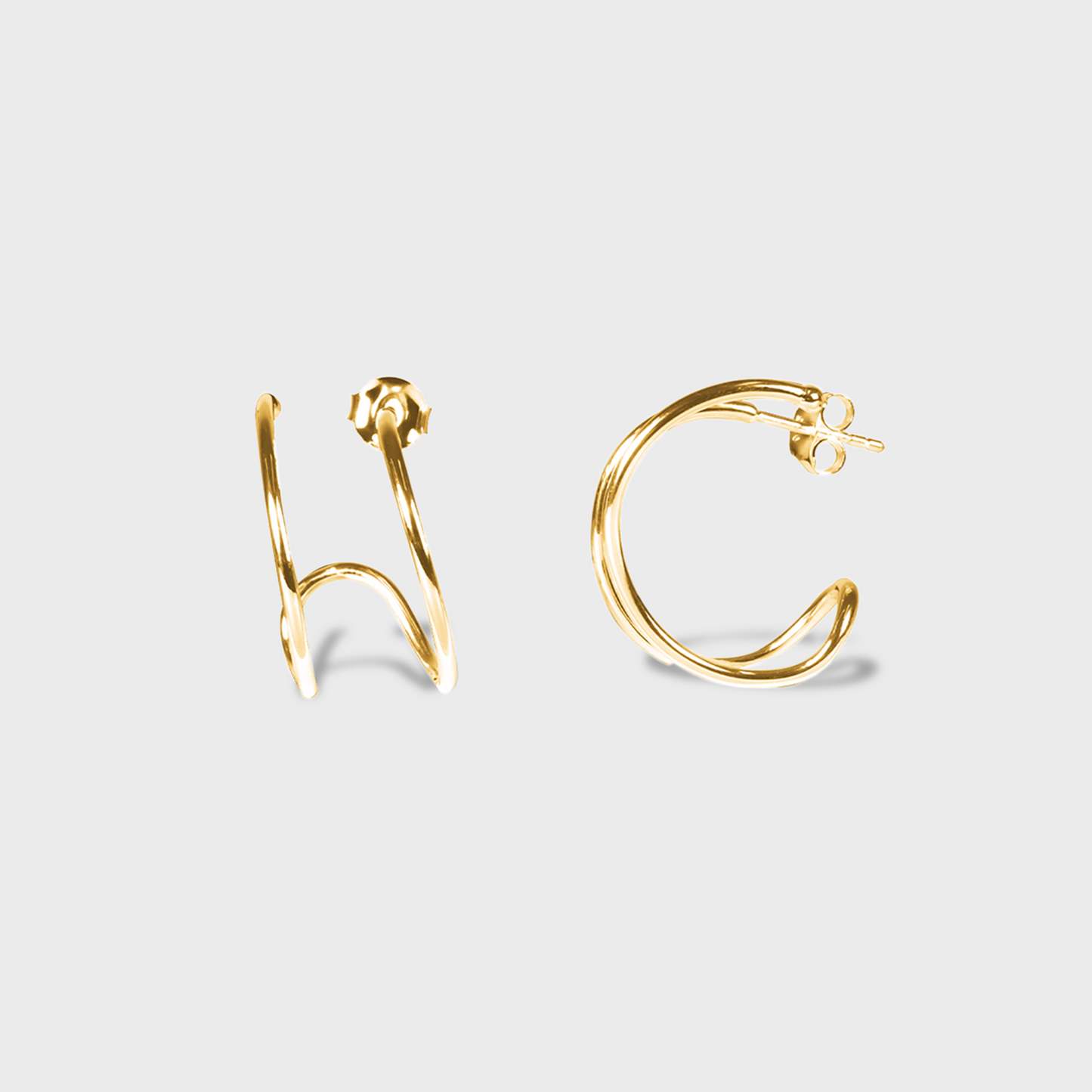 Boucles d'oreilles en plaqué or en forme de créole qui enveloppent l'oreille 