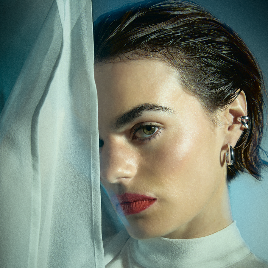 Bague d'oreille épaisse à deux anneaux en argent